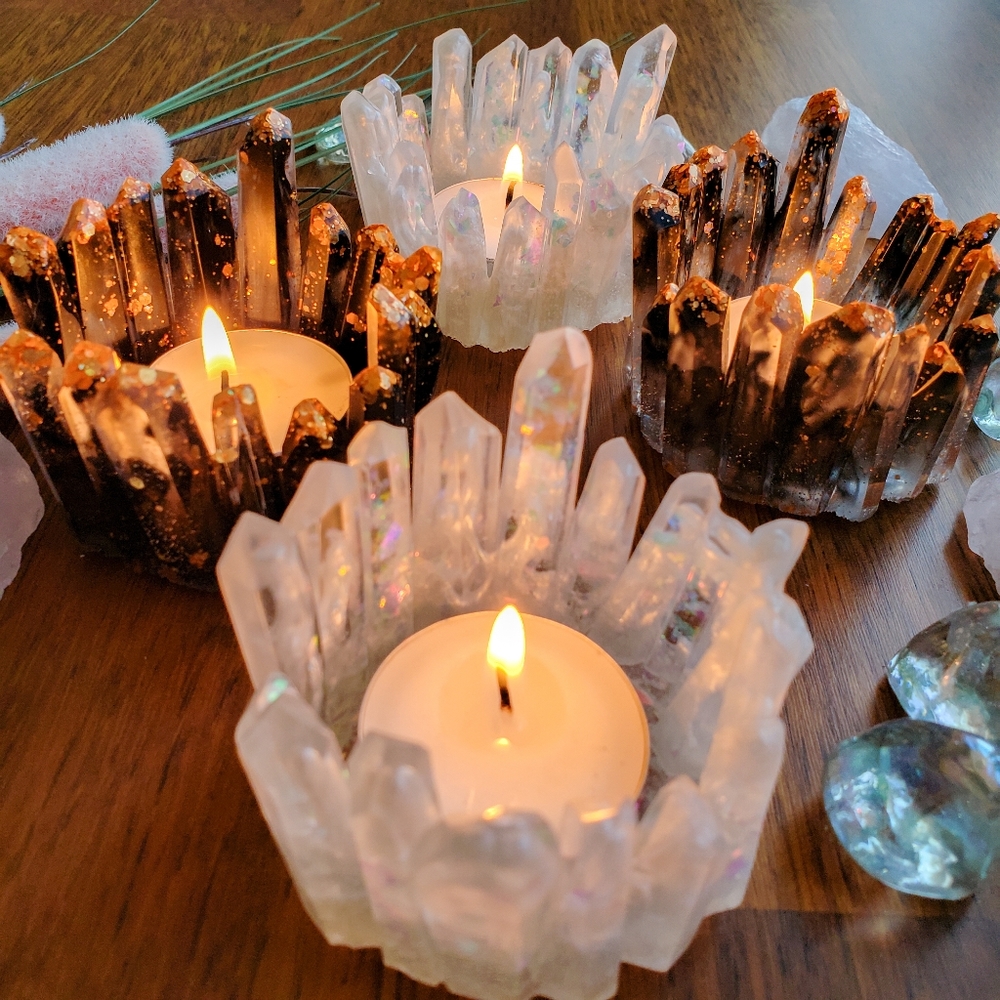 SOLD, Crystal Inspired Resin Tealight Candle Holder - Picture 8 of 13